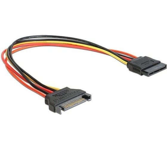 Удлинитель кабеля питания Cablexpert sata 15pin(m)/15pin(f), 20см, CC-SATAMF-20CM 1