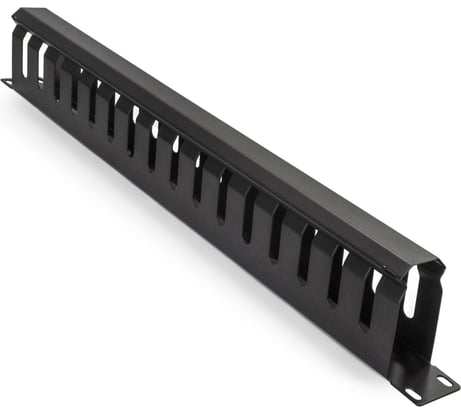 Кабельный органайзер ExeGate CM19-1U-16M-CV горизонтальный 19 1U, металлический, 2 окна в основании профиля, гребенка на 16 вырезов, глубина 45mm 292872