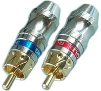 Разъем RCA штекер Pro Legend металл на кабель, красный и синий, Gold, PL2163