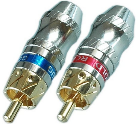 Разъем RCA штекер Pro Legend металл на кабель, красный и синий, Gold, PL2163