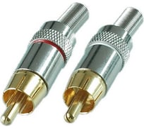 Разъем RCA штекер Pro Legend металл на кабель, красный и белый, Gold, PL2167