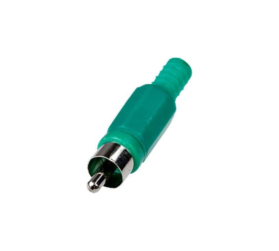 Разъем RCA штекер Pro Legend пластик на кабель, зеленый, PL2148