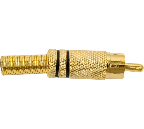 Разъем RCA штекер Pro Legend металл на кабель, пайка, красный и черный 2 полосы, Gold, PL2157