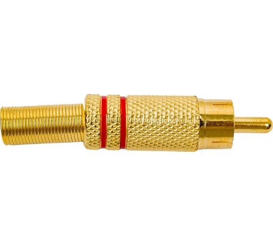 Разъем RCA штекер Pro Legend металл на кабель, пайка, красный и черный 2 полосы, Gold, PL2157