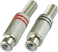 Разъем RCA гнездо Pro Legend металл на кабель, пайка, красный и черный 2 полосы, PL2158