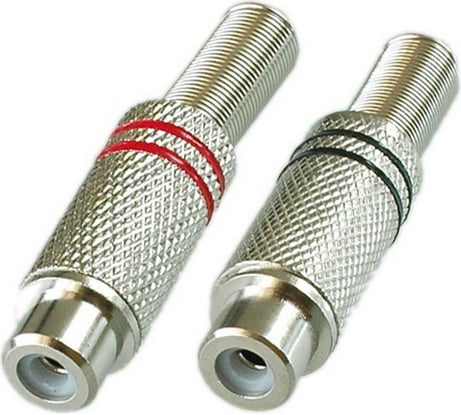 Разъем RCA гнездо Pro Legend металл на кабель, пайка, красный и черный 2 полосы, PL2158