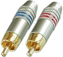 Разъем RCA штекер Pro Legend металл на кабель, красный и синий YX, Gold, PL2166