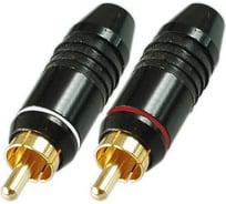 Разъем RCA штекер Pro Legend металл на кабель, красный и белый Nakamichi 47мм, Gold, PL2160