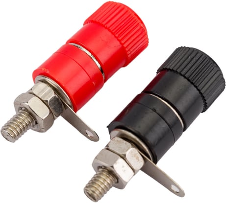 Разъем BANANA гнездо Pro Legend 33 мм пластик на корпус, красный и черный, PL2239