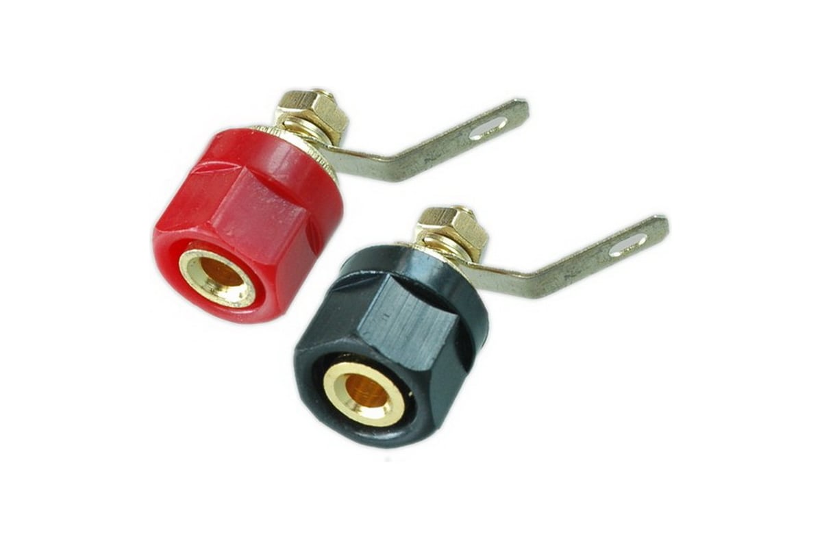 Разъем BANANA гнездо Pro Legend 28мм пластик на корпус, красный и ...