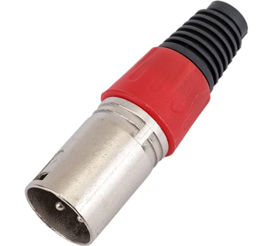 Разъем XLR 3P штекер Pro Legend металл цанга на кабель, красный, PL2175