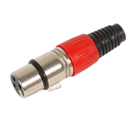 Разъем XLR 3P гнездо Pro Legend металл цанга на кабель, красный, PL2182