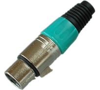 Разъем XLR 3P гнездо Pro Legend металл цанга на кабель, зеленый, PL2181