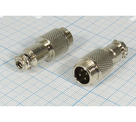 Разъем MIC12 4P штекер Pro Legend металл на кабель, PL2226