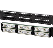 Патч-панель NewMaX 19", 48 портов RJ-45, категория 5e, UTP, 2U, с возможность установки заднего органайзера, NM-PPU48C