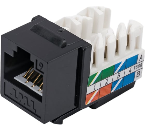Вставка Keystone RJ-45 TWT категория 6, черная, 90 градусов, -OK45UTP/6-BK