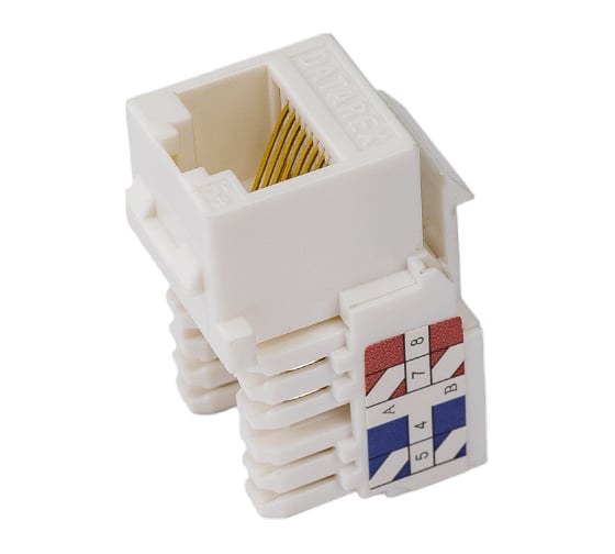 Розеточный модуль DATAREX keystone кат 5e utp 1xrj45 t568a/b белый DR-5102