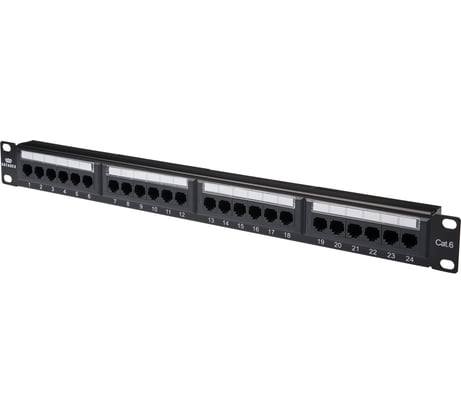 Коммутационная панель DATAREX категория 6, utp, 19 дюймов, 1u, 24хrj45 568a/в, черный DR-4003