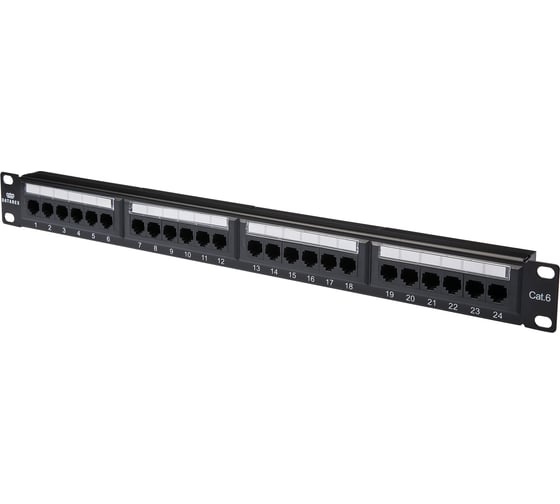 Коммутационная панель DATAREX категория 6, utp, 19 дюймов, 1u, 24хrj45 568a/в, черный DR-4003 1