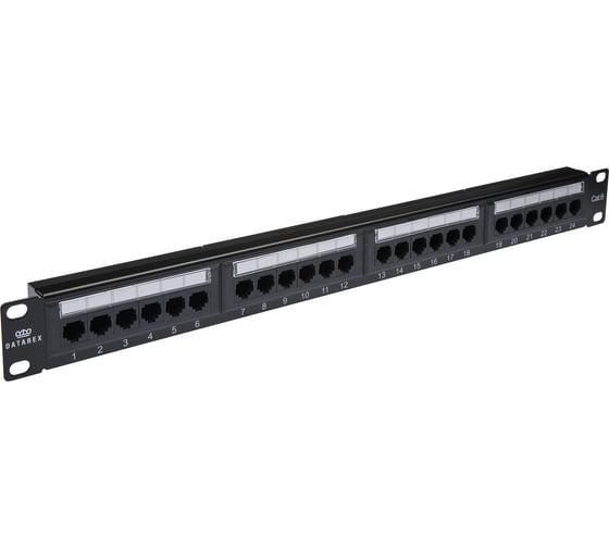 Коммутационная панель DATAREX категория 6, utp, 19 дюймов, 1u, 24хrj45 568a/в, черный DR-4003
