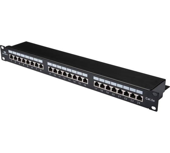 Коммутационная панель DATAREX категория 5е, ftp, 19 дюймов, 1u, 24хrj45, 568a/в, черный DR-4101 1