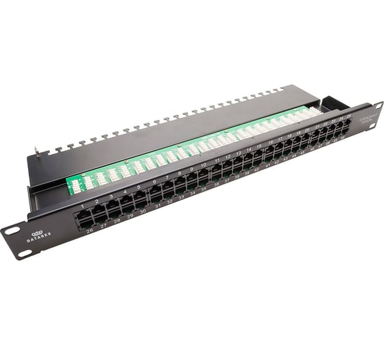 Коммутационная панель DATAREX категория 3, utp, 19 дюймов, 1u, 50хrj45, usoc, 2 пары, черный DR-4071