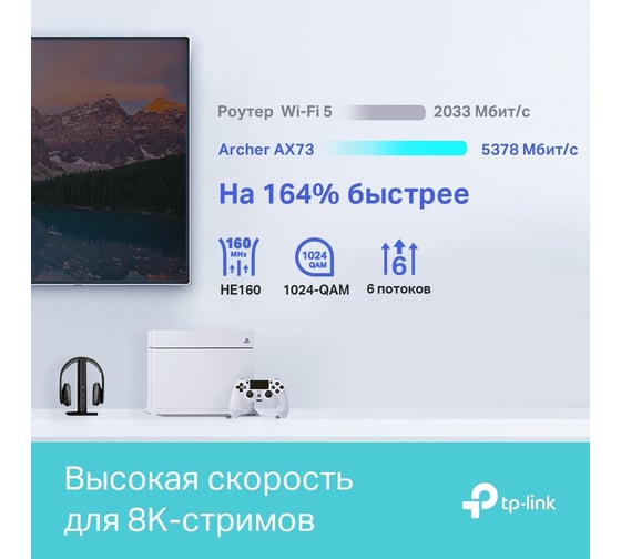 Двухдиапазонный гигабитный wi-fi роутер TP-Link Archer AX73