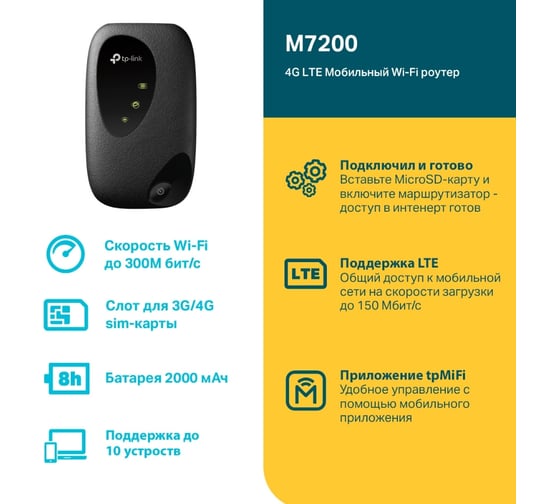 Мобильный Wi-Fi роутер TP-Link M7200