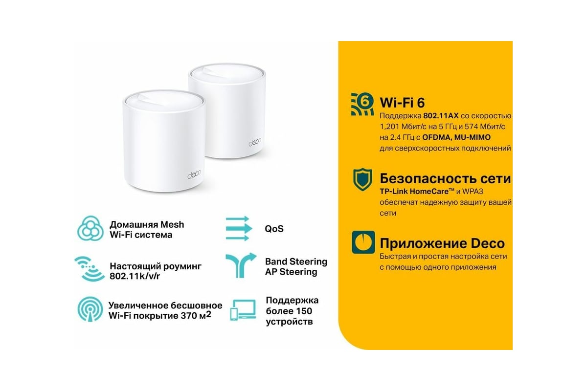 Домашняя mesh Wi-Fi система TP-Link DECO X20(2-PACK) - выгодная цена ...