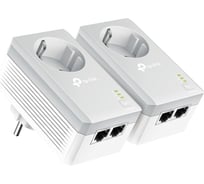 Комплект 2-портовых адаптеров TP-Link powerline со встроенной розеткой TL-PA4020P KIT