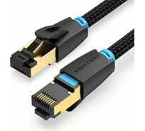 Прямой патч-корд VENTION SFTP cat.8 RJ45 - 0,5м. Черный Тканевая оплетка IKGBD