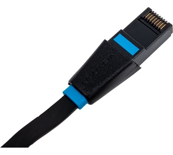 Прямой патч-корд VENTION UTP cat.6, RJ45 - 8м. плоский Черный IBJBK
