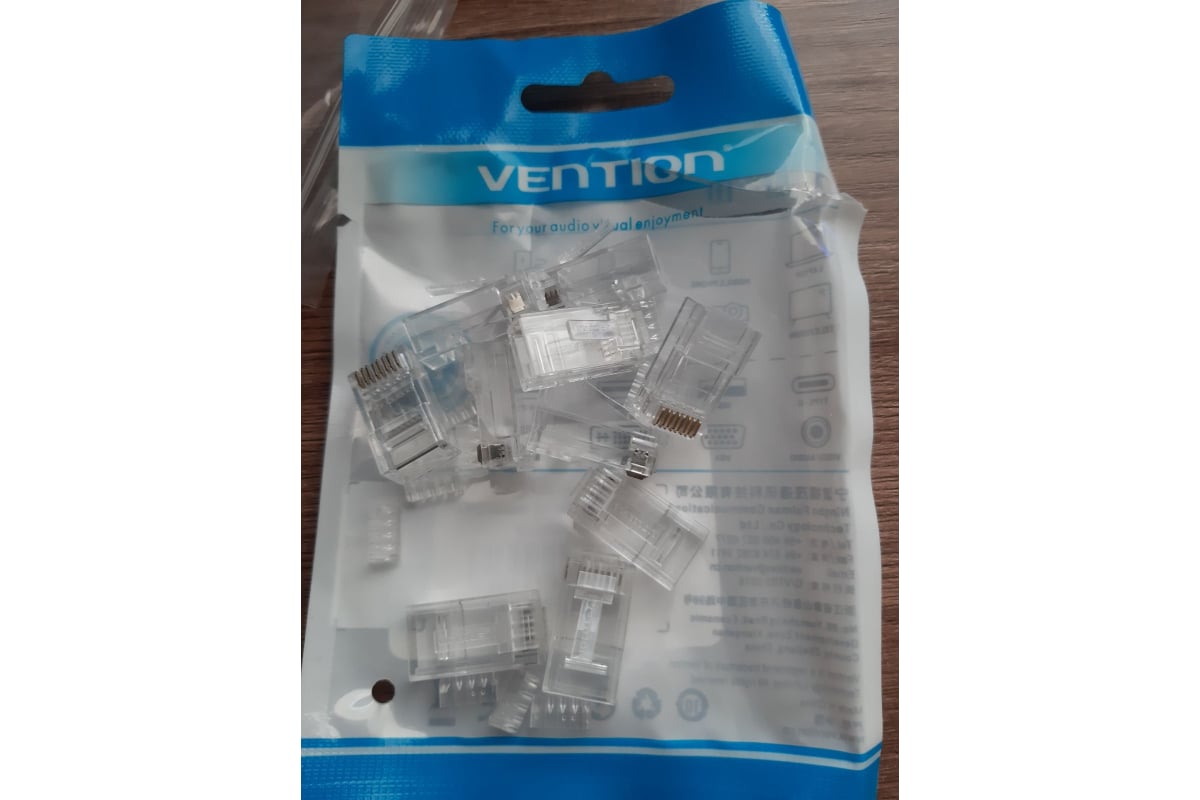 Коннектор RJ45 (8p8c) VENTION, UTP, cat. 6A, под витую пару (10шт ...
