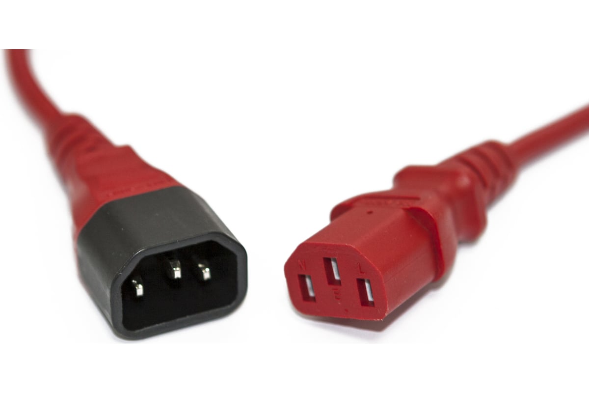 Кабель питания монитор-компьютер Hyperline PWC-IEC13-IEC14-0.5-RD IEC ...