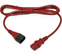 Кабель питания монитор-компьютер Hyperline PWC-IEC13-IEC14-0.5-RD IEC 320 C13 - IEC 320 C14 (3x0.75), 10A, прямая вилка, 0.5м, цвет красный (ПВС-АП-3*0,75-250-C13C14-10-0,5 ГОСТ 30851.1-2002 (МЭК 60320-1:1994)) 281861