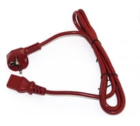 Кабель питания компьютера Hyperline PWC-IEC13-SHM-5.0-RD (Schuko+C13) (3x1.0), 10A, угловая вилка, 5м, цвет красный (ПВС-АП-3*1,0-250-S22C13-10-5,0 ГОСТ 28244-96) 281902