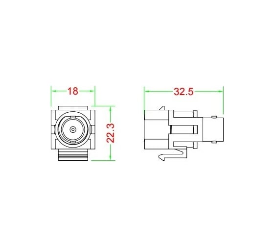 Вставка Hyperline KJ1-BNC-D-WH формата Keystone Jack с проходным адаптером BNC, D type, ROHS, белая 246971