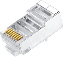 Разъем легкой оконцовки Hyperline PLEZ-8P8C-U-C6-SH-100 RJ-45 (8P8C) под витую пару, категория 6 (50 µ"/ 50 микродюймов), экранированный, универсальный (для одножильного и многожильного кабе