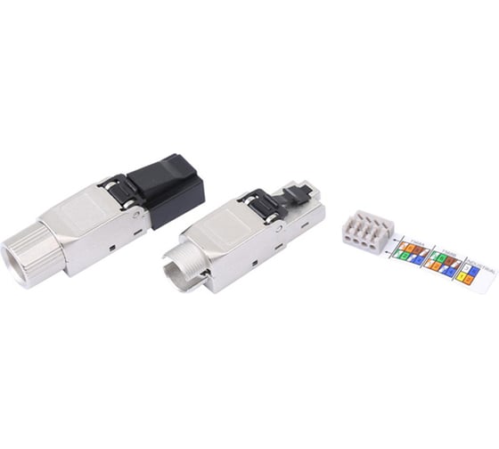Разъем полевой оконцовки Hyperline PLUD-8P8C-S-C6A-SH RJ-45 (8P8C) под витую пару, для одножильного кабеля, toolless, категория 6A, экранированный, накручивающийся хвостовик, IDC 427413