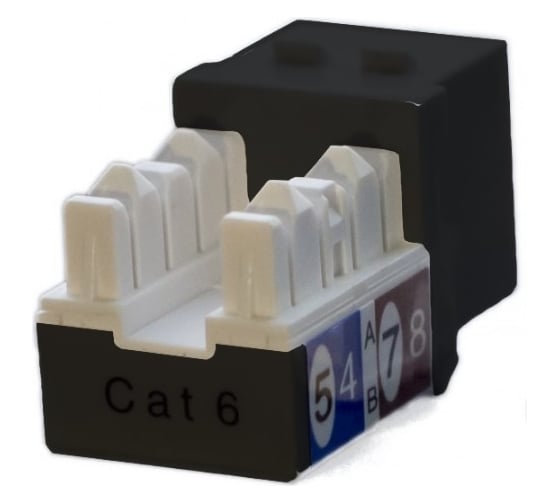 Вставка Keystone Hyperline KJ9-8P8C-C6-90-BK Jack RJ-45(8P8C), категория 6, черная 432656