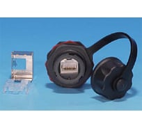 Промышленный модуль Keystone Hyperline KJ-IE-8P8C-C5e-180-SH-F-BK Jack RJ-45 (8P8C), IP67, категория 5e, с защитной крышкой, черный, экранированный (SH) 46362