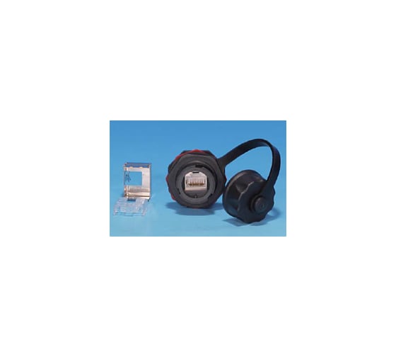 Промышленный модуль Keystone Hyperline KJ-IE-8P8C-C5e-180-SH-F-BK Jack RJ-45 (8P8C), IP67, категория 5e, с защитной крышкой, черный, экранированный (SH) 46362