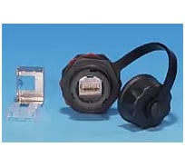 Промышленный модуль Keystone Hyperline KJ-IE-8P8C-C6-180-SH-F-BK Jack RJ-45 (8P8C), IP67, категория 6, с защитной крышкой, черный, экранированный (SH) 47448