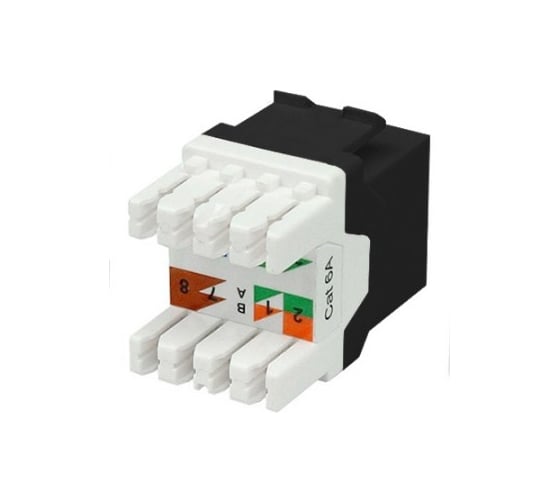 Вставка Keystone Hyperline KJ8-8P8C-C6A-180-BK Jack RJ-45(8P8C), категория 6a (10G), тип 180 градусов, черная 432644