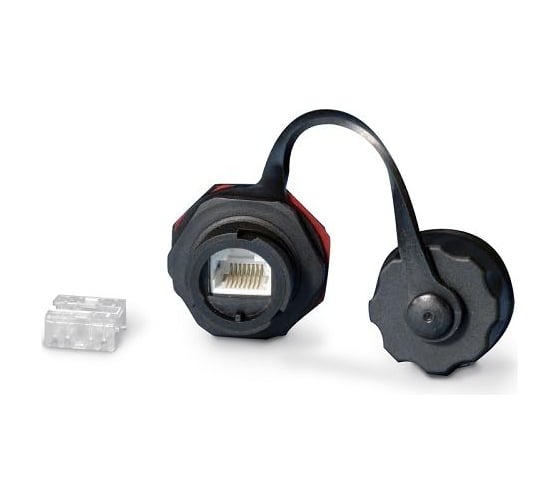 Промышленный модуль Keystone Hyperline KJ-IE-8P8C-C5e-180-BK Промышленный модуль Keystone Jack RJ-45 (8P8C), IP67, категория 5e, с защитной крышкой, черный 45690 1