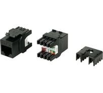 Вставка Keystone Hyperline KJ8-8P8C-C6-180-BK Jack RJ-45(8P8C), категория 6, тип 180 градусов, черная 432638