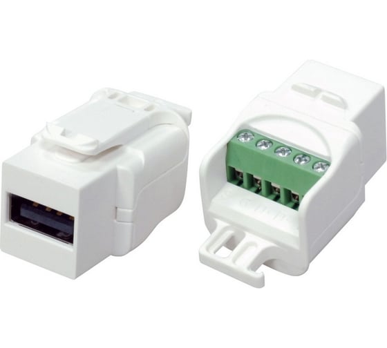Вставка Hyperline KJ1-USB-A2-SCRW-WH формата Keystone Jack USB 2.0 (Type A) под винт, ROHS, белая 251290