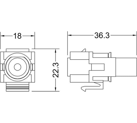 Вставка Hyperline KJ1-TRS-D3.5-WH формата Keystone Jack с проходным адаптером TRS 3.5 мм, ROHS, белая 247762