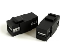 Вставка Hyperline KJ1-USB-A2-BK формата Keystone Jack с проходным адаптером USB 2.0 (Type A), ROHS, черная 251214