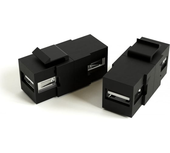 Вставка Hyperline KJ1-USB-A2-BK формата Keystone Jack с проходным адаптером USB 2.0 (Type A), ROHS, черная 251214 1